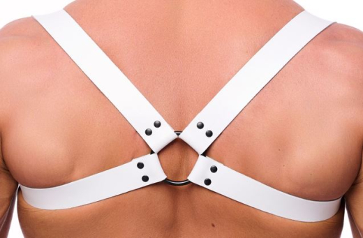 Leather Back Harness w. Shoulder Straps white S-M strong Cowhide Straps w. Buckles by THE RED buy cheap