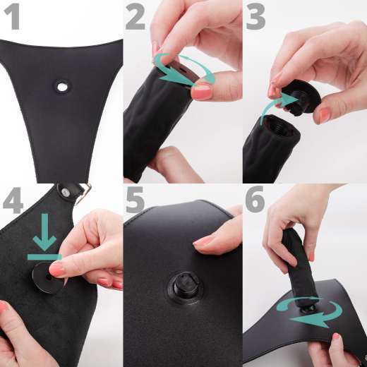 Leder Strap-On Slip m. Innen- & Aussendildo LUX