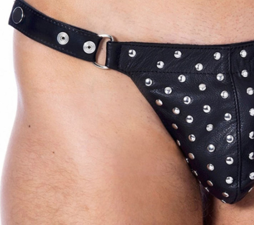 Leder String m. Druckknöpfen & Nieten Stripper