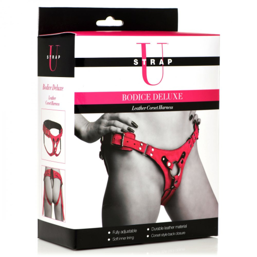 Leder Umschnalldildogürtel Corset Harness pink gebürstet mit Innenfütterung einstellbar kaufen