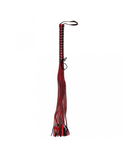 Lederflogger Peitsche geflochten 90cm 15 Strang rot-schwarz