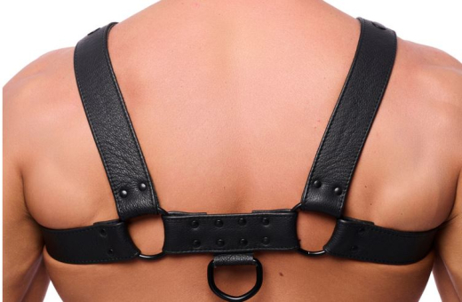 Harnais en cuir avec boutons pression Bulldog noir L-XL 4cm de sangle en cuir de boeuf avec des anneaux en D acheter du matériel en métal noir