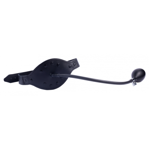 Lederknebel m. Latexmundstück aufblasbar breite Mundabdeckung bis 8cm Durchmesser aufpumpbar von THE RED kaufen