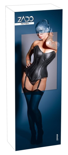 Corset en cuir sans bretelles avec fermeture éclair et laçage avec baguettes de forme de ZADO à bas prix