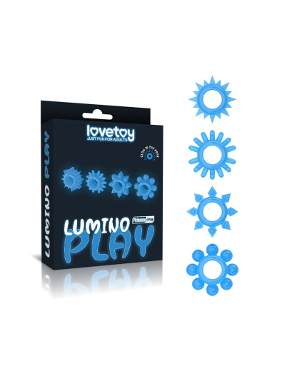 Glowing Cock Rings Lovetoy Luminate 4-Pc Set TPE