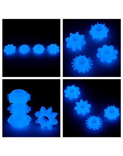 Glowing Cock Rings Lovetoy Luminate 4-Pc Set TPE