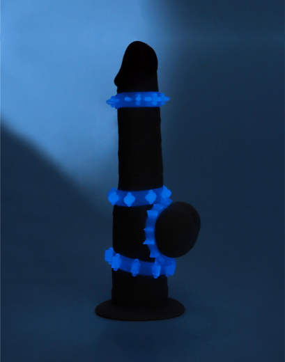 Glowing Cock Rings Lovetoy Luminate 4-Pc Set TPE