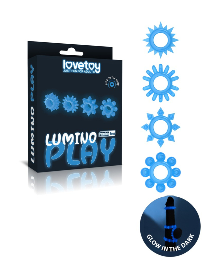 Glowing Cock Rings Lovetoy Luminate 4-Pc Set TPE