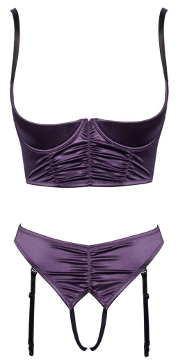 Longline-Bügelhebe & Straps-Slip ouvert lila mit Raffungen Hakenverschluss hinten Strapse verstell-abnehmbar günstig kaufen