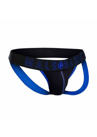 Male Basics Jock Neon blau elastisch schwarz mit neonblauem Beutel & Nähten von MALE BASICS günstig kaufen