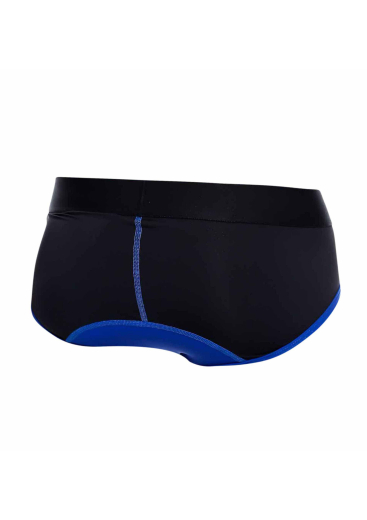 Male Basics Herrenslip Neon blau elastisch schwarz mit neonblauem Beutel & Beinabschlüssen von MALE BASICS kaufen