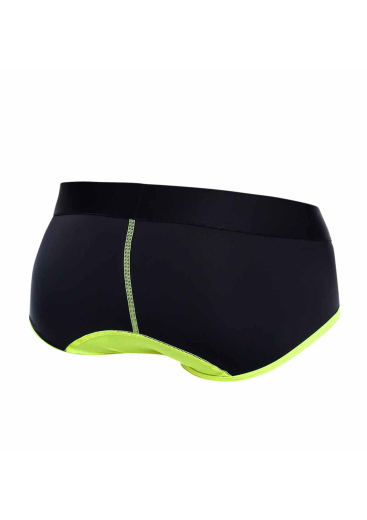 Male Basics Herrenslip Neon gelb atmungsaktiv schwarz m. neongelbem Beutel & Beinabschlüssen von MALE BASICS kaufen