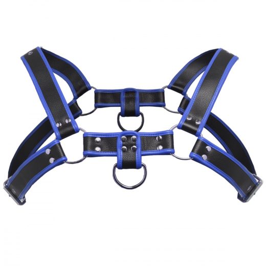 Master Series Bulldog Harness Kunstleder schwarz-blau einstellbar D-Ringe vorne & hinten von MASTER SERIES kaufen