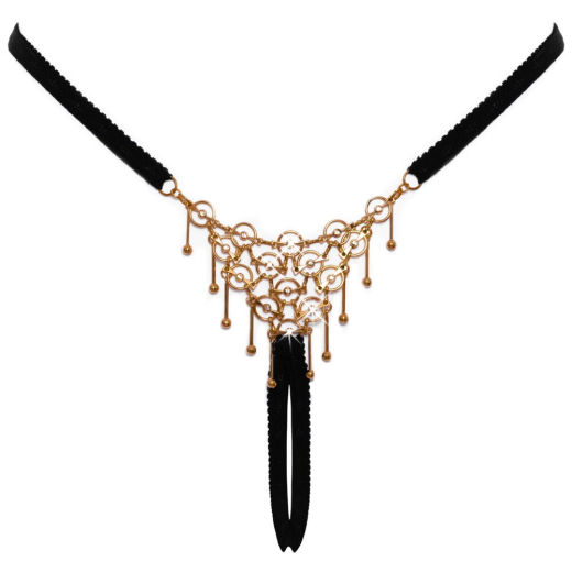 Micro String ouvert Schmuckstring mit Glitzersteinchen Ringen & schwingenden Anhängern günstig kaufen
