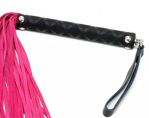 Mini Floggerpeitsche Leder 35cm pink