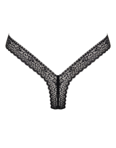 Mini Slip Spitze schwarz im V-Design elastisch mit feinem Muster von RIMBA aus der Amorable Serie günstig kaufen