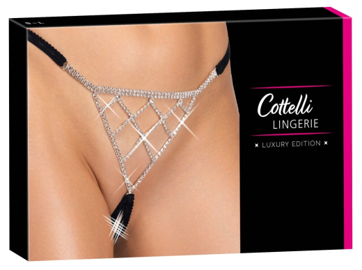 Mini String ouvert m. Strass Schmuckstring Schmuckgeflecht vorne & hinten verstellbar von S bis L kaufen