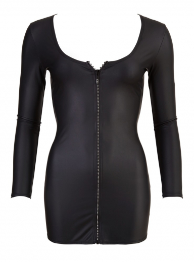 Minikleid langarm m. Balconnet-Ausschnitt & Reissverschluss