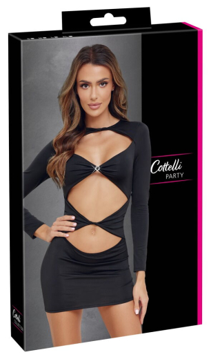 Minikleid langarm m. Front-Ausschnitten & Strass aufregende grosse Cut-outs & Strass-Ring von COTTELLI PARTY kaufen