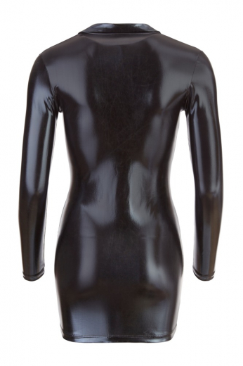 Minikleid langarm m. Stehkragen & Reissverschluss Wetlook