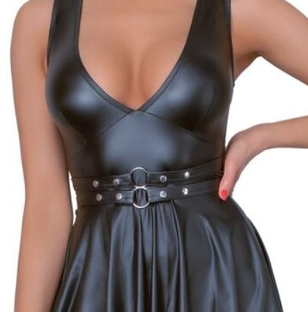 Minikleid m. ausgestelltem Rock & Gürtel Mattlook mit tiefem V-Ausschnitt weit schwingender Rock-Teil & Doppelgürtel kaufen