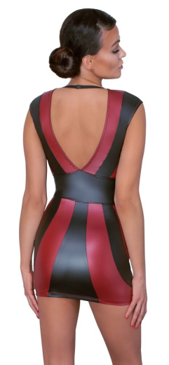 Mini Dress w. deep Necklines black-red Mattlook in Stripe-Look fittet short Dress by COTTELLI PARTY buy cheap