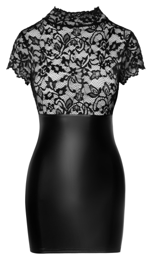 Minikleid m. transparentem Oberteil Wetlook & Spitze