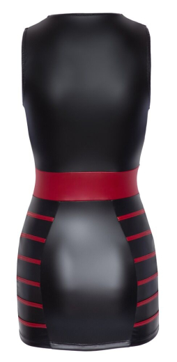 Minikleid m. V-Ausschnitt Mattlook schwarz-rot gestreift am Rockteil & Taille von COTTELLI PARTY günstig kaufen