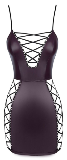 Mini Dress w. decorative Lacings Mattlook purple tight fit strappy short & sexy Dress large Cutouts by COTTELLI buy cheap