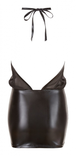 Minikleid m. Nackenträger Wetlook & Chiffon