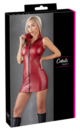 Mini Dress w. Zipper sleeveless Mattlook red