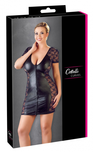 Mini Dress w. Lace & Zipper large Sizes
