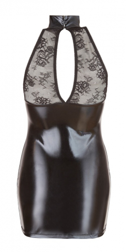 Minikleid m. Stehkragen Wetlook & Spitze