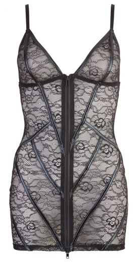 Minikleid transparent m. Reissverschluss Spitze & Wetlook