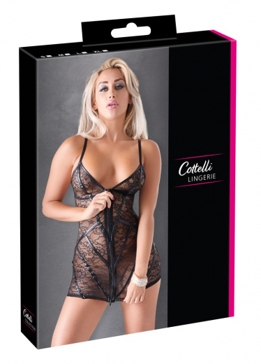 Minikleid transparent m. Reissverschluss Spitze & Wetlook