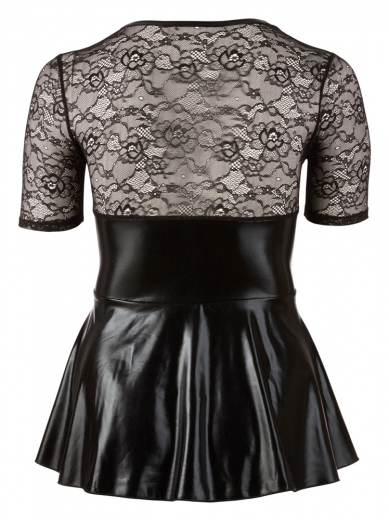 Minikleid Wetlook & Spitze m. Zierschnürung grosse Grössen