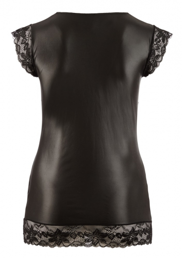 Minikleid Wetlook m. Spitzeneinsätzen grosse Grössen