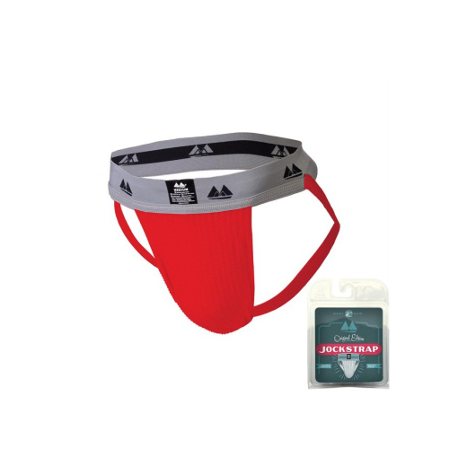 MM Jockstrap rot 5cm Bund hochelastischer po-freier Herrenslip mit 5cm breitem grauem Bund günstig kaufen