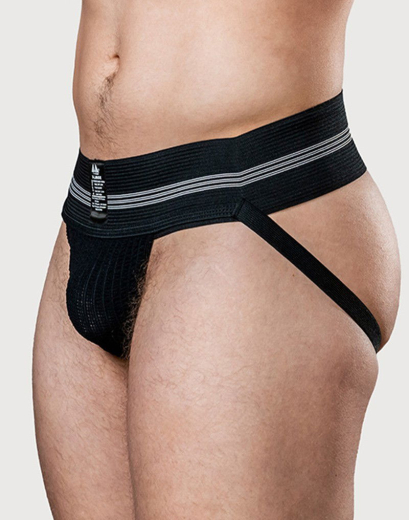 MM Jockstrap schwarz 7.5cm Bund hochelastischer po-freier Herrenslip mit 7.5cm breitem Bund von MM kaufen