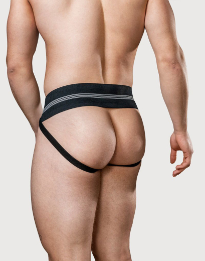 MM Jockstrap schwarz 7.5cm Bund hochelastischer po-freier Herrenslip mit 7.5cm breitem Bund günstig kaufen