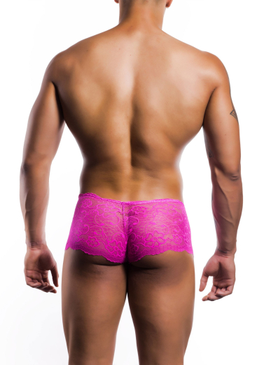 MOB Eroticwear Rose Lace Boy Short pink Hotpants aus zarter Rosenspitze elastisches transparentes Material kaufen