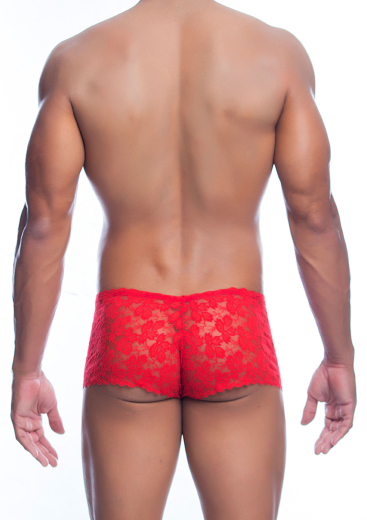 MOB Eroticwear Rose Lace Boy Short rot Hotpants aus zarter Rosenspitze elastisches transparentes Material kaufen
