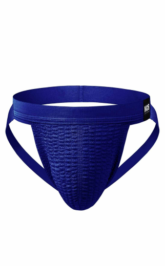 MOB Fetish Swim Jockstrap blue elastic & breathable w. slim Waistband & MOB-Logo low-cut Design buy cheap