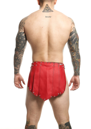 MOB Eroticwear Dngeon Roman Skirt red by Buckles adjustable with spiked Rivets by MOB EROTICWEAR buy cheap