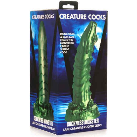 Gode Monster avec base absorbante Cockness silicone vert irisé avec noyau solide de CREATURE COCKS à bas prix