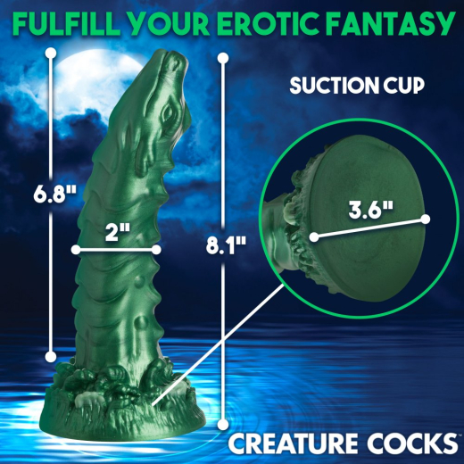 Gode Monster avec base absorbante Cockness Silicone Gode fantaisie en forme de serpent de mer vert de CREATURE COCKS acheter