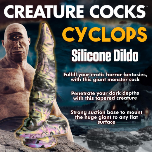 Monster-Dildo m. Saugfuss Cyclops Silikon Zyklop-Penisdildo mit Glasauge gelb-pink-schwarz Premium-Silikon kaufen