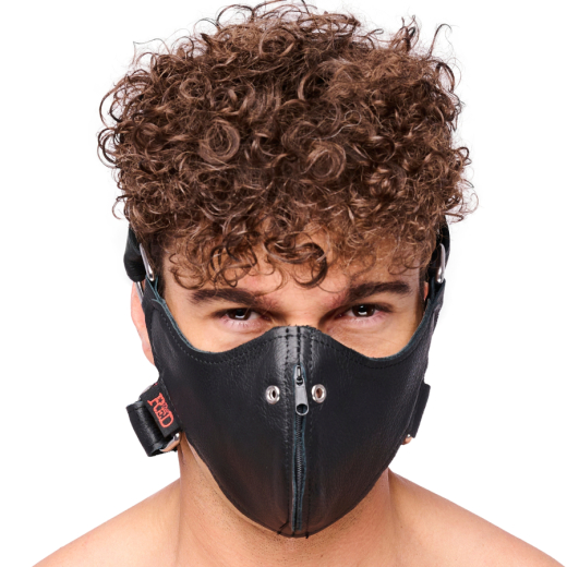 Mundhaube m. Reissverschluss & Kopfriemen Leder mit Elastikbändern & Druckknöpfen einstellbar von THE RED kaufen