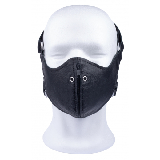Mundhaube m. Reissverschluss & Kopfriemen Leder BDSM Gesichtsmaske von THE RED günstig kaufen