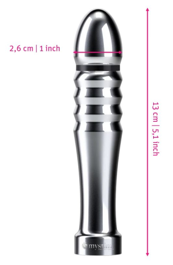Mystim Funky Fella Electrosex Dildo grooved bipolar w. rounded Head 2.6cm slim Aluminium E-Stim Dildo buy cheap